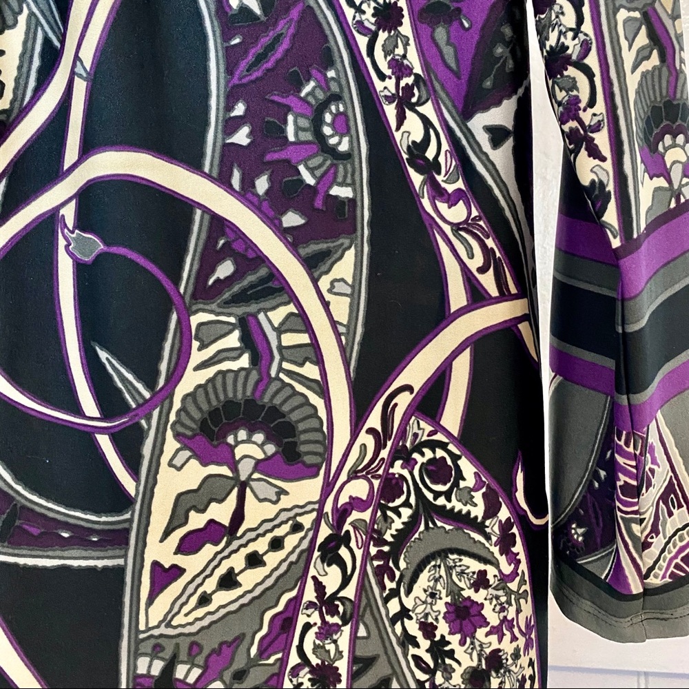 Alyn Paige Purple Modern Print Shift Midi Dress| S - Picture 4 of 6